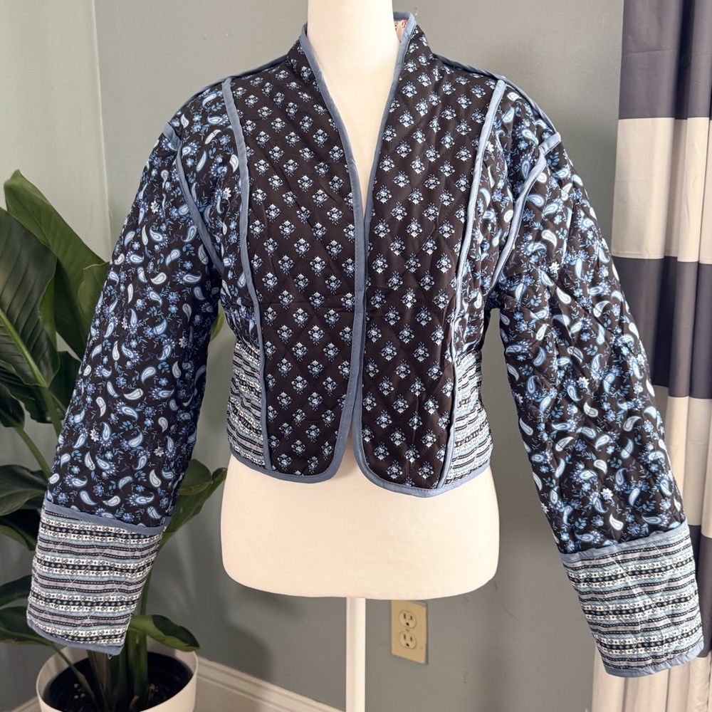 Reversible Quilted Patchwork Cropped Jacket Pink … - image 4